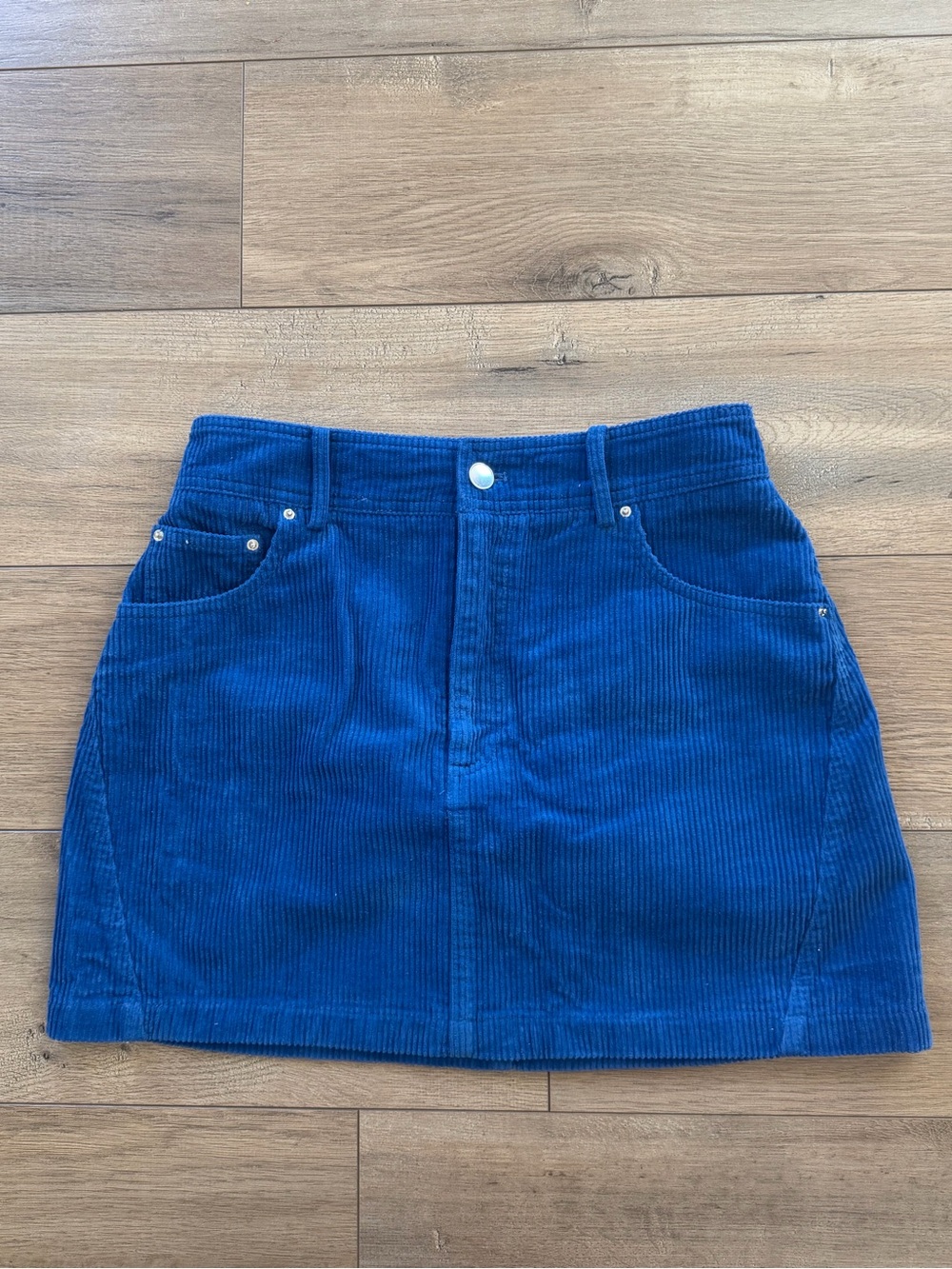 Zara Royal Blue Corduroy Button-Front Mini Skirt